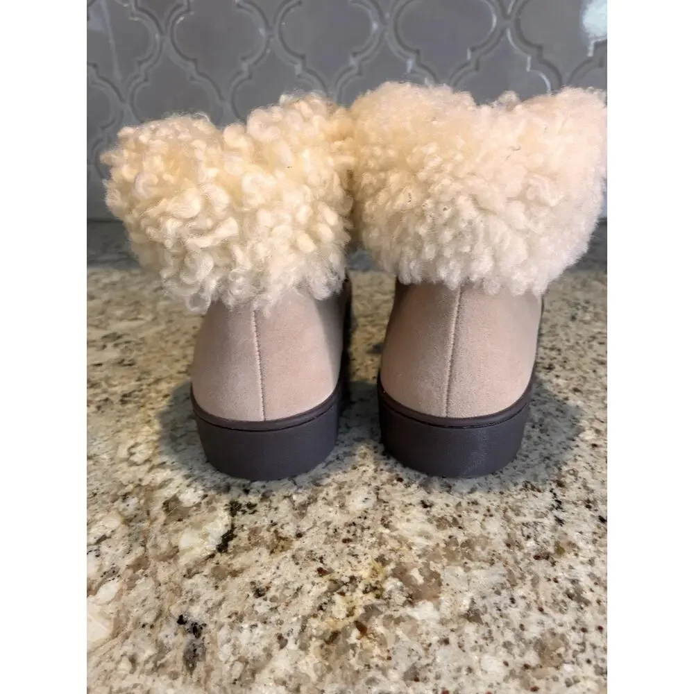 Vionic Women’s Size 8 Oak Lac-up Ankle Boots Splendid Suede Fur Sand Color - Picture 6 of 9